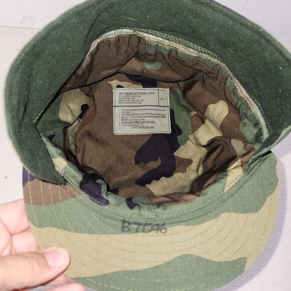 Vintage Military Hat Mens Size 7 1990s Woodland Camo Army Cap U.S. Camouflage - Picture 9 of 15